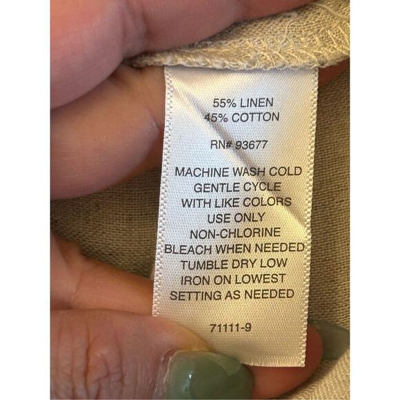 Liz Claiborne Linen Wide-leg Pants sz 2X Neutral minimalist nautical Beachy - Picture 8 of 9